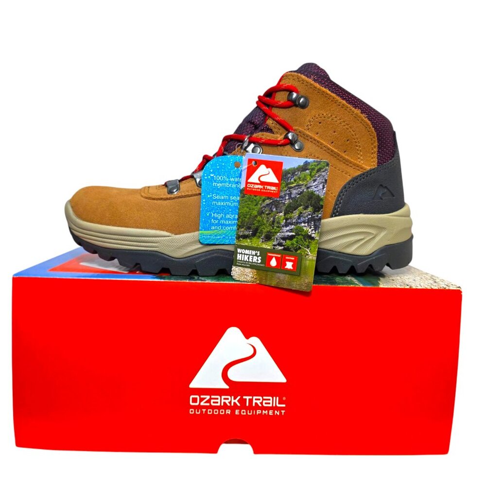 Ozark Trail Waterproof Hiking Boots Suede Leather Womens 8.5-9.5 Shoes Stoneclad